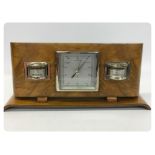 SCANDINAVIAN DESK BAROMETER WITH ANALOGUE THERMOMETER AND MOISTURE METER (HYGROMETER) HOUSED IN OAK