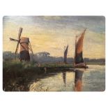 OIL PAINTING "NORFOLK WHERRIES ON THE BURE" BEARING SIGNATURE W.