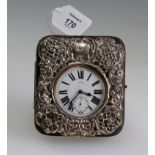 A late 19th/early 20th century white metal cased Goliath crown wind watch, the eight-day French