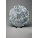 An unusually large, Chinese neolithic period (Liangzhu culture 2700-2500 BC) grey nephrite Bi