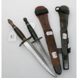 A Fairburn Sykes 3rd pattern type fighting knife, with annular turned aluminium handle, with metal