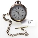 E N Barrett, Northampton, a silver cased centre second chronograph pocket watch, movement and dial