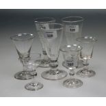 A late 18th century/early 19th century ale glass, together with a pair of 18th century etched