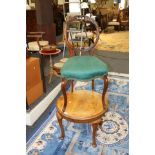 A Victorian walnut balloon back side chair, together with a 1920s walnut circular coffee table