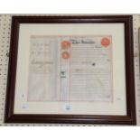 Two early 20th century framed indentures, relating to property/land in Lyme Regis