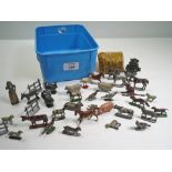 A collection of vintage cast lead farm animals, and some exotic animals