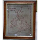 An early 20th century woolwork map sampler of Great Britain