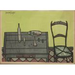 After Bernard Buffet (French 1928-1999) Table and Chairs lithograph 45 x 61cm