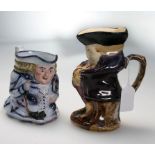 A Yorkshire type Toby jug, fashioned as a seated man wearing tri-corn hat holding an ale glass,