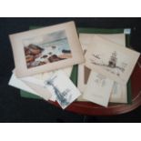 A folder of unframed watercolours, sketches and other studies