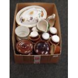 A box of oven to table ceramics, and others, to include Royal Worcester