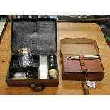 Two leather boxes, and contents