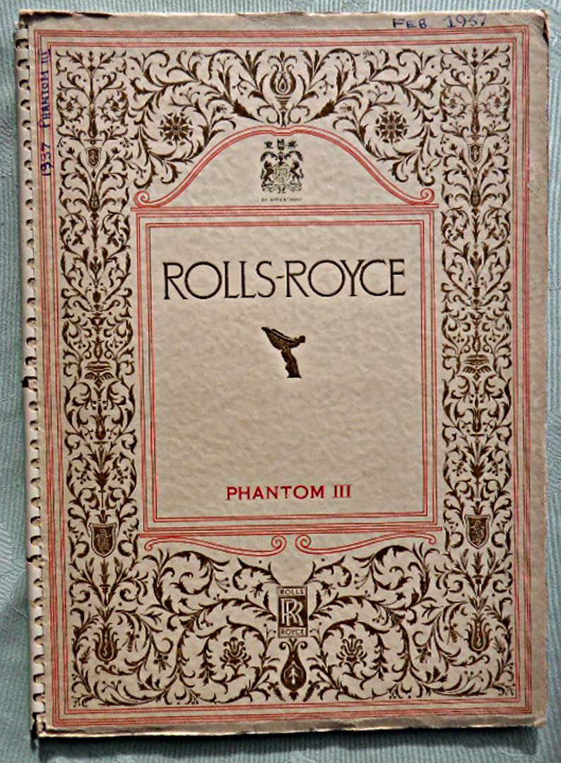 Rolls-Royce 40-50 HP Phantom III brochure, cream covers with raised lettering and 'By Appointment'