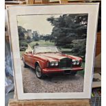 Rolls-Royce Corniche, large framed picture, depicts the series II red convertible, heavy metal