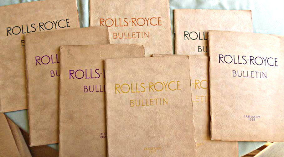 Rolls-Royce bulletins, issued by Rolls-Royce Ltd for their shareholders, parchment type covers,