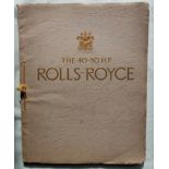 Rolls-Royce 40-50 HP Phantom II brochure, string tied grey covers with raised gilt lettering and 'By