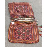 An early 20th century Qashqai double side bag/pannier, with geometric motif, 1.36cm long