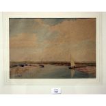 Martin Hardie (1875-1952) Blakeney The river estuary with sailing boats watercolour, signed bottom