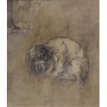 Sir George Pirie (Scottish 1866-1940) A cowering puppy watercolour, signed lower right and inscribed