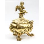 A late 19th century gilt bronze casting of Petrach's inkstand, with cherub finial to fluted cover,