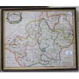 After Robert Morden A late 17th century hand coloured map of Hertfordshire 36.5 x 45cm