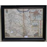 John Speede, hand coloured map of Herefordshire, Book One Chapter 25, with hand coloured decoration,