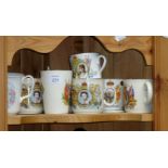 A collection of eight 1935 and later commemorative mugs