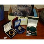 A Toye, Kenning and Spencer enamelled box, a silver bangle, a silver locket and a small quantity