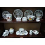A collection of Royal Worcester Hunting Scene tea and table wares, cruets, decorative vases, etc
