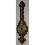 A William IV mother of pearl inlaid rosewood two function mercurial barometer, by Levi Hewitt of