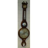 An 1820s/30s strung mahogany five function mercurial barometer, thermometer, by R Brown of