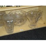 A quantity of cut glass including Stuart vase