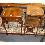 A George III mahogany night stand, and a reproduction mahogany bedside table with single drawer