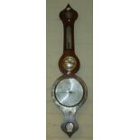 E Fontana, Gt Marlow, a mid 19th century rosewood wheel barometer, having damp/dry gauge,