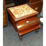 A Victorian mahogany step commode, with cover and liner