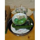 A 19th century Coalport florally painted plate, and other pottery and porcelain