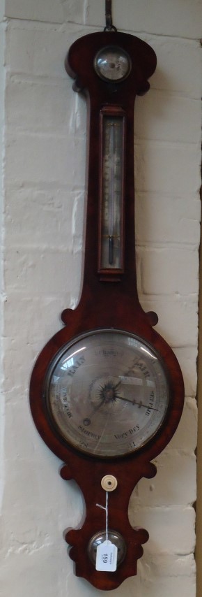 A Victorian mahogany four function mercurial barometer, by A Vannini of Sheffield, fitted