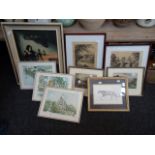 A small quantity of prints, including a leopard after Joel Kirk, two 19th century coloured