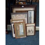 A collection of 19th century watercolours, pencil drawings and other works, including a Crossley