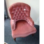 A Victorian depe button back low nursing chair