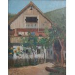 Eastern European School 'A Slovenian Peasant House' oil on board, indistinctly signed lower left and