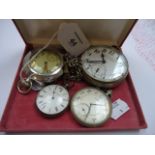 A military issue white metal cased crown wind pocket watch, M83797, a Loffler silver cased key