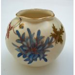 An early 20th century Graingers Worcester posy vase, of globular form, decorated with a blue