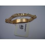 A 9ct gold identity bracelet, with brick link chain