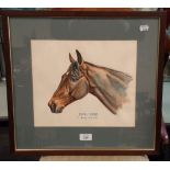 Rosemary Coates (UK Sporting Artist) 'Royal Robe', study of a hunter's head watercolour, signed,