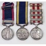 An 1857-1858 India Mutiny medal, three bars: Delhi, Relief of Lucknow and Central India, an 1846