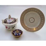 An 1830s/40s probably Coalport porcelain pot pourri and cover, decorated in bleu de roi with reserve