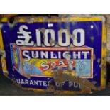 A Sunlight Soap '£1000 Guarantee of Purity', pictional enamel sign, 69 x 91cm