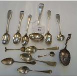 Thomas and George Hayter, a silver sauce ladle, London 1823, two matched sets of four silver