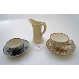 A small collection of European ceramics, to include an 18th century Worcester porcelain blue and